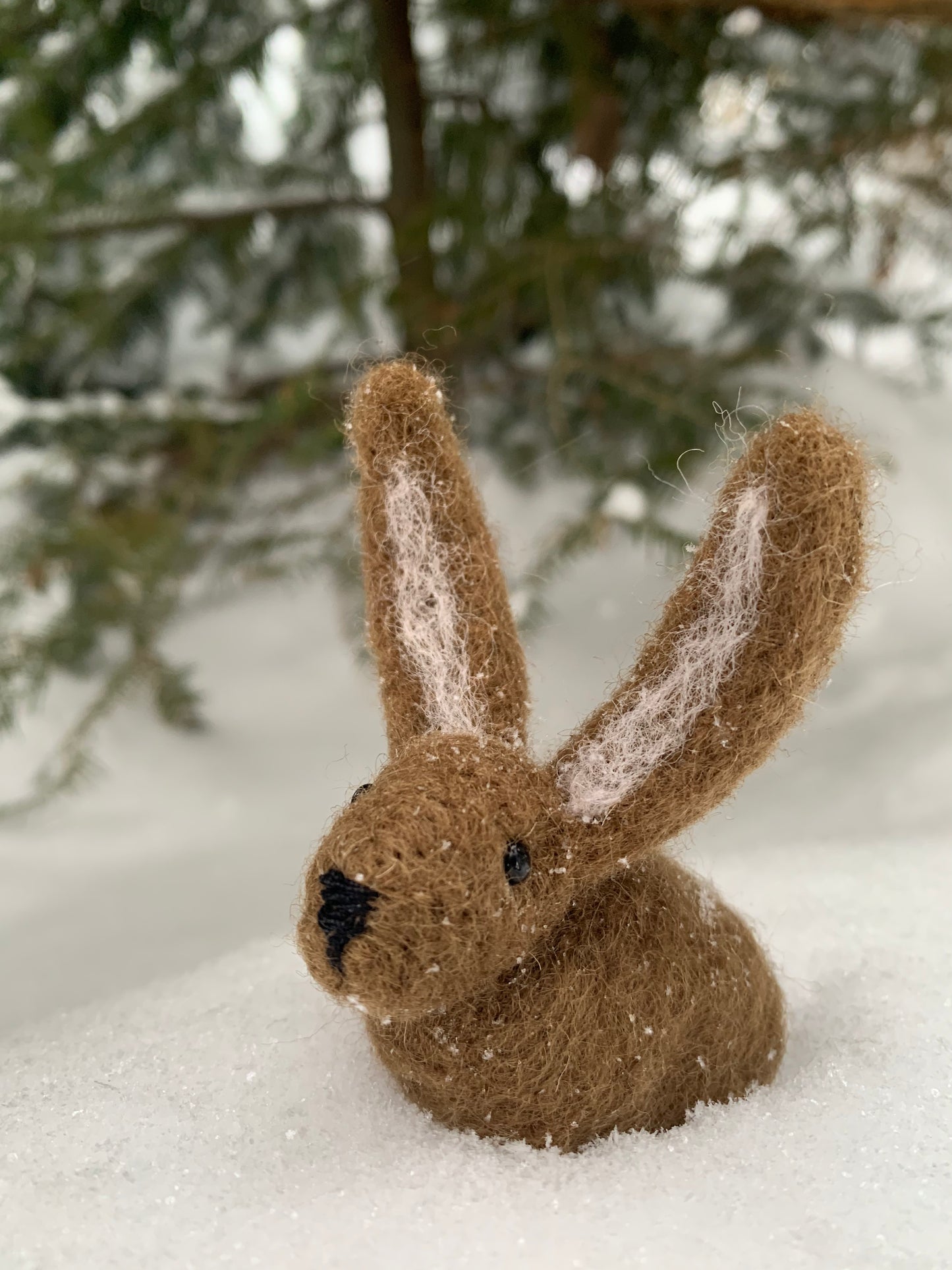 Springtime Rabbit Felted Woodland Sculpture
