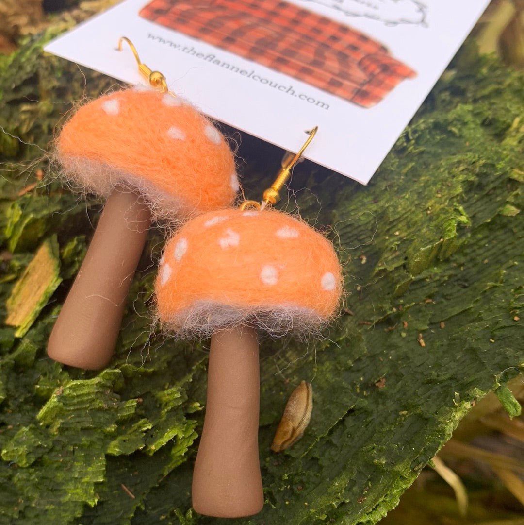 Needle Felted Earrings Polymer Stem - The Flannel Couch
