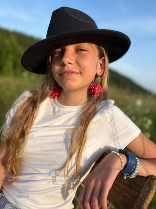 Strawberry Textile Earrings