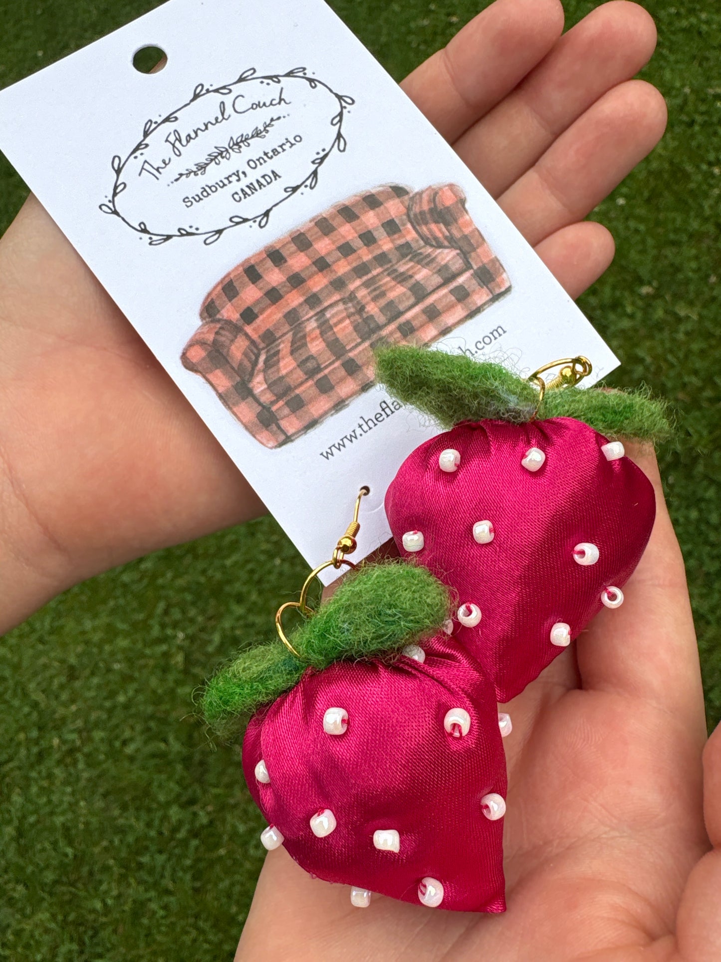 Strawberry Textile Earrings