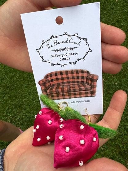 Strawberry Textile Earrings