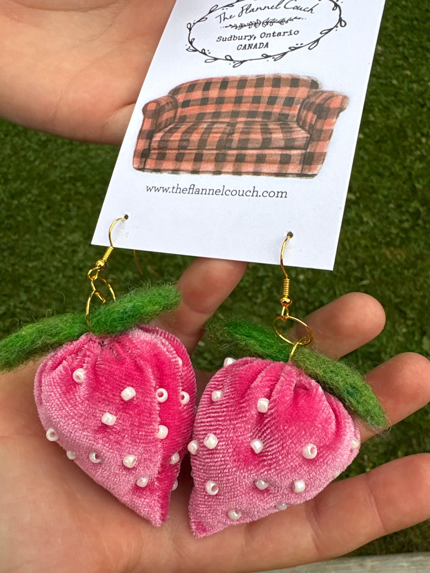 Strawberry Textile Earrings