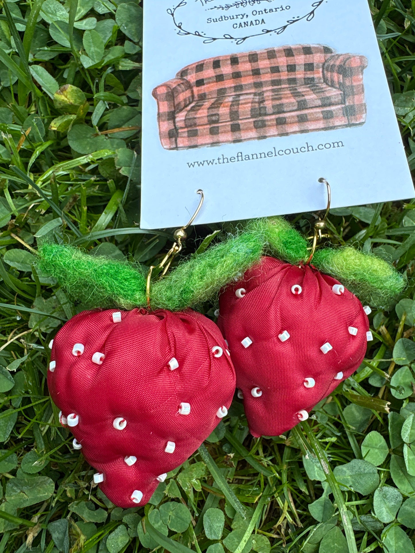 Strawberry Textile Earrings