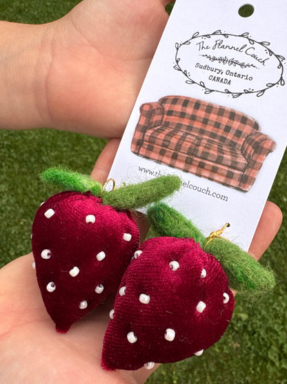 Strawberry Textile Earrings