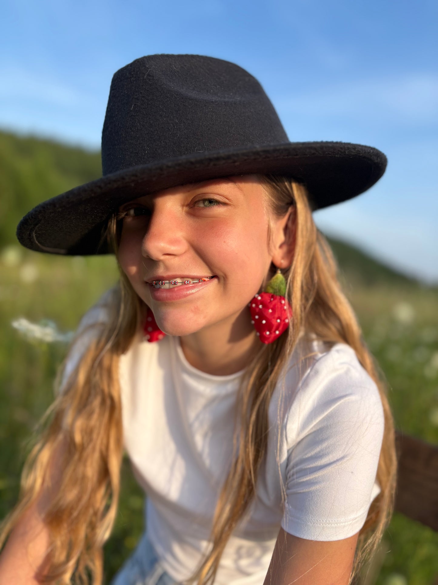 Strawberry Textile Earrings