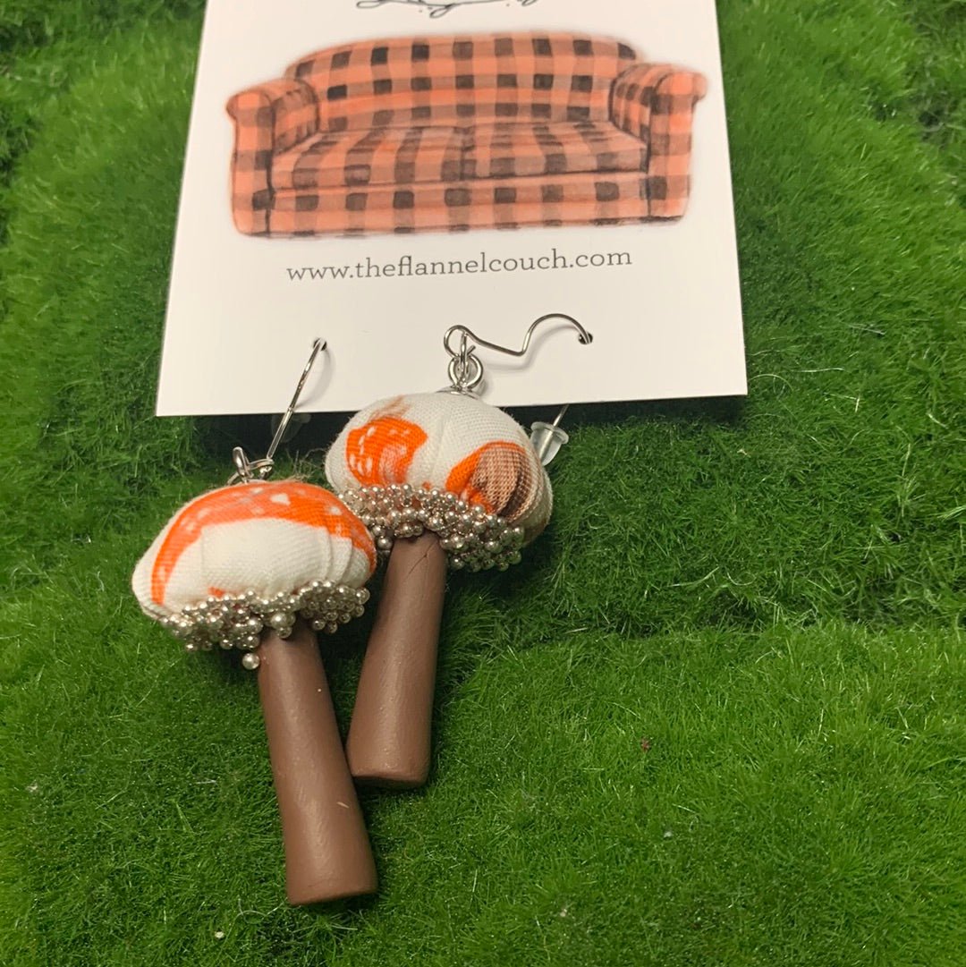 Cotton Print Mushroom Earrings - The Flannel Couch