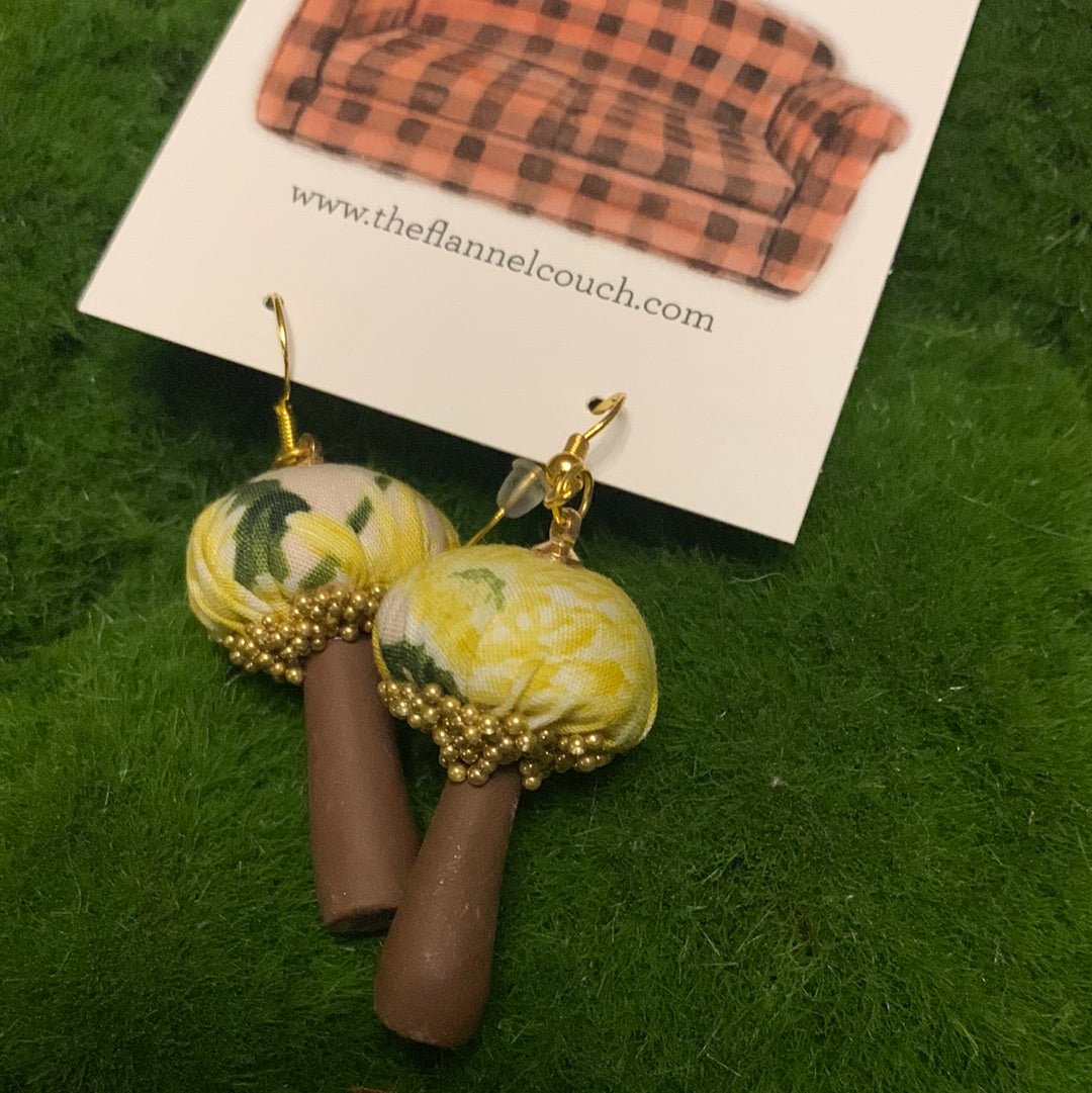 Cotton Print Mushroom Earrings - The Flannel Couch