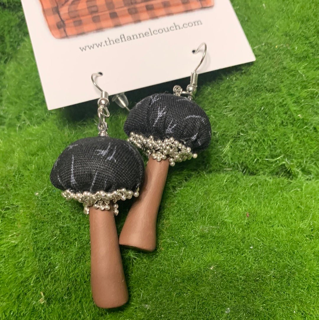 Cotton Print Mushroom Earrings - The Flannel Couch