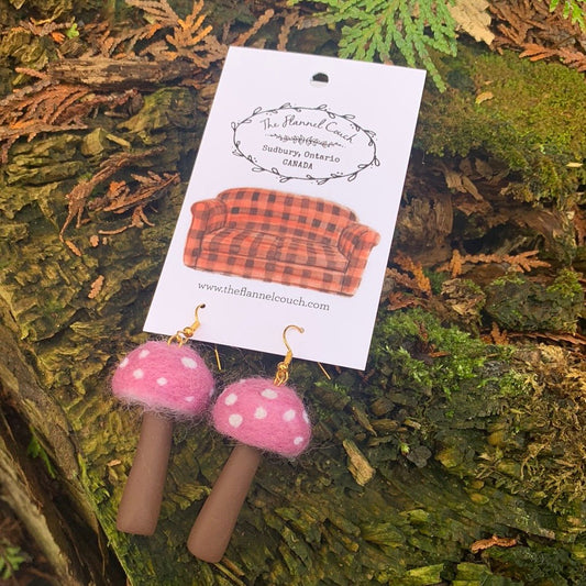 Needle Felted Earrings Polymer Stem - The Flannel Couch
