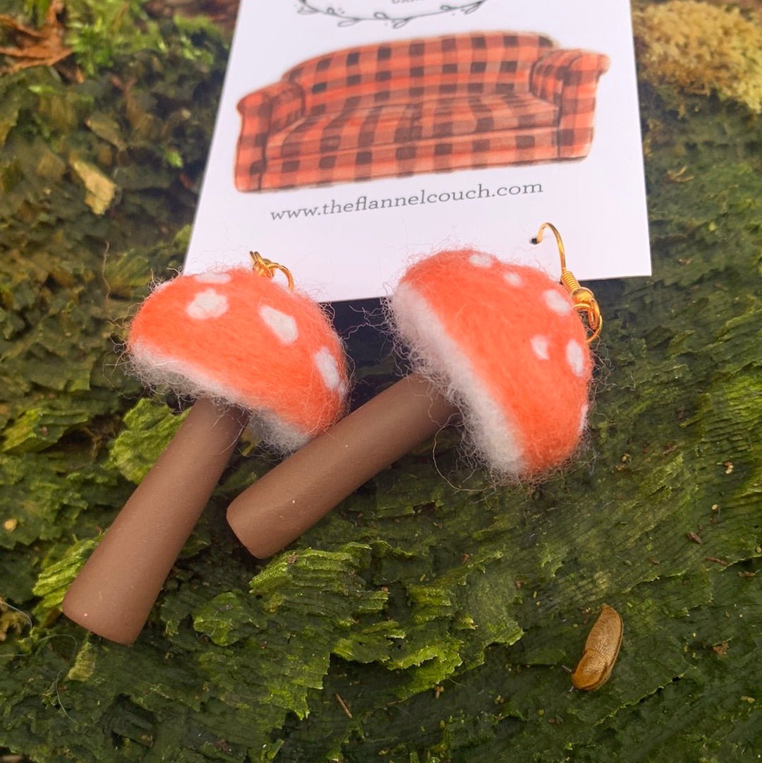 Needle Felted Earrings Polymer Stem - The Flannel Couch