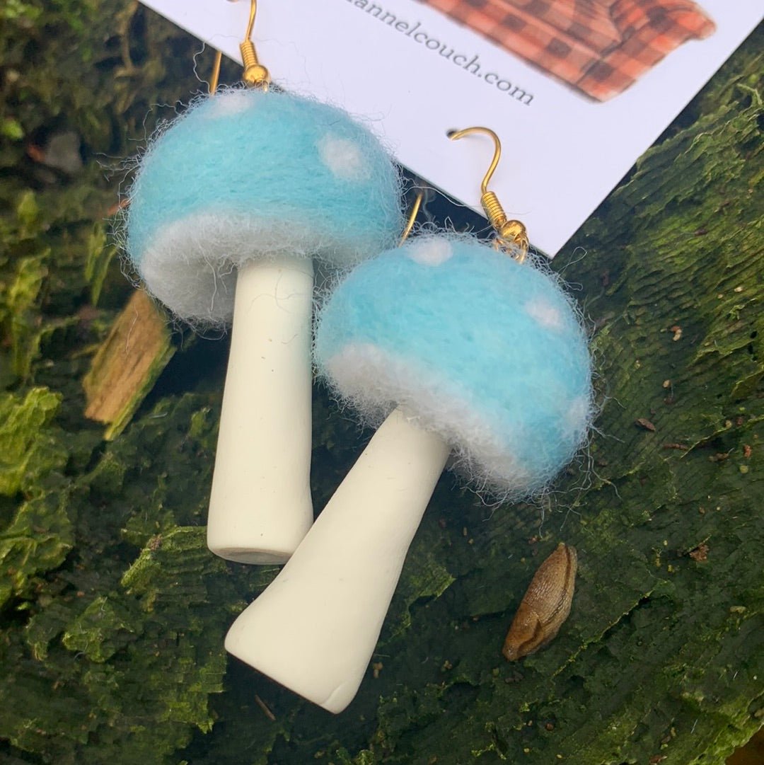 Needle Felted Earrings Polymer Stem - The Flannel Couch