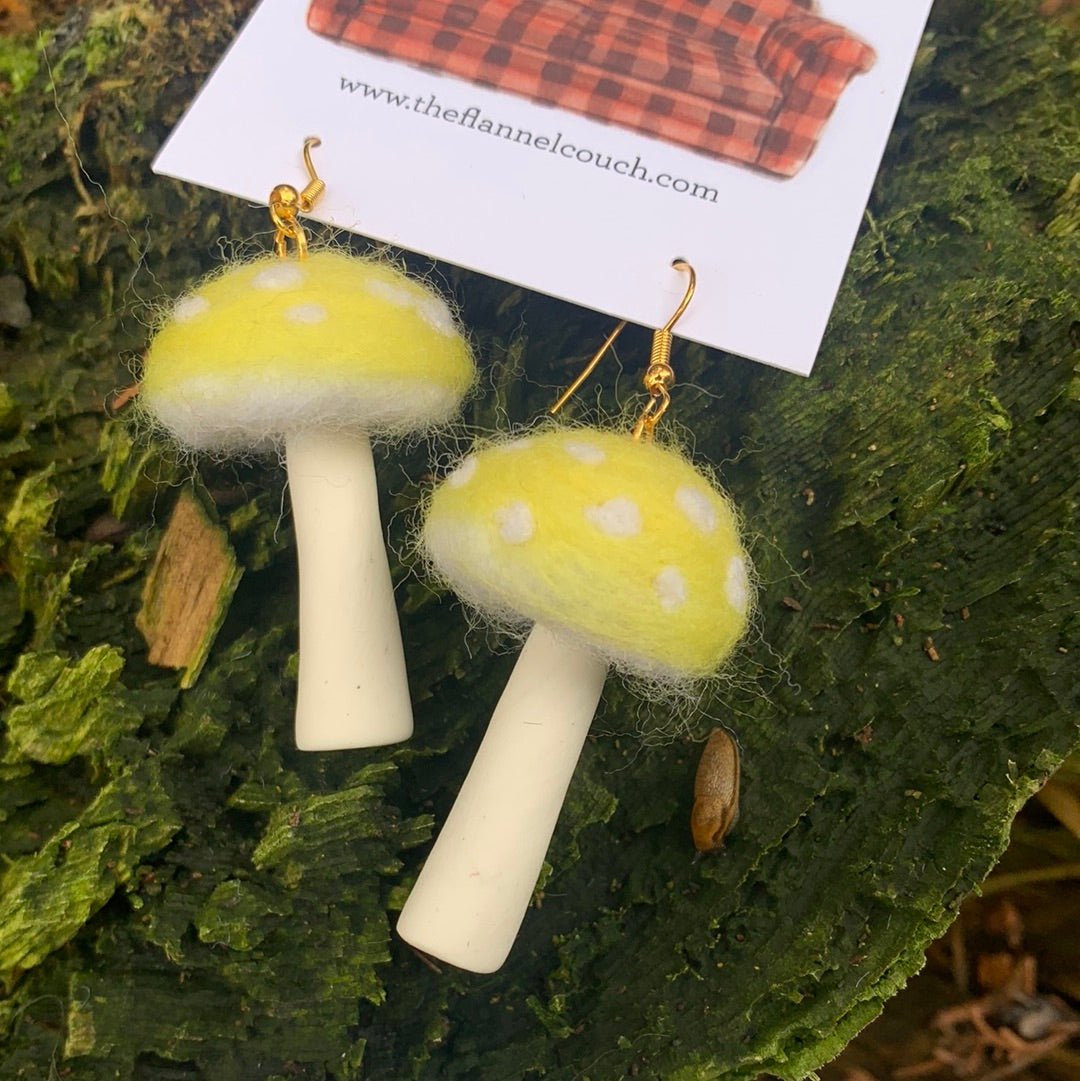 Needle Felted Earrings Polymer Stem - The Flannel Couch