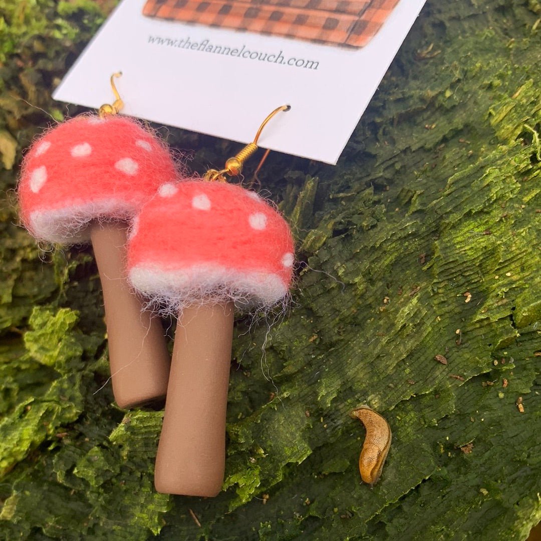 Needle Felted Earrings Polymer Stem - The Flannel Couch