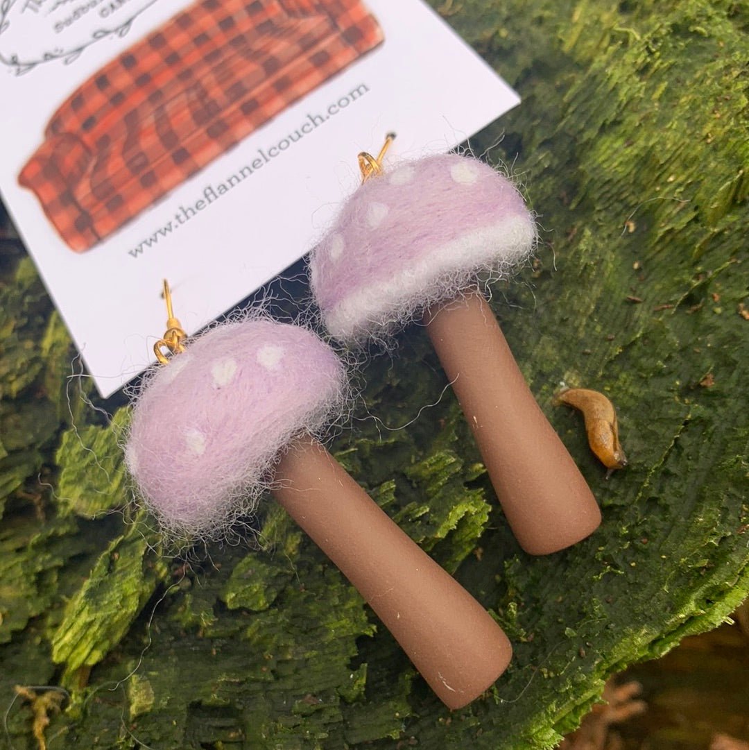 Needle Felted Earrings Polymer Stem - The Flannel Couch