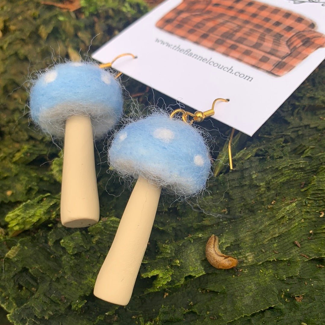 Needle Felted Earrings Polymer Stem - The Flannel Couch