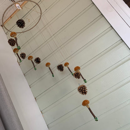Velvet Mushrooms & Pinecone Spiral Mobile - The Flannel Couch