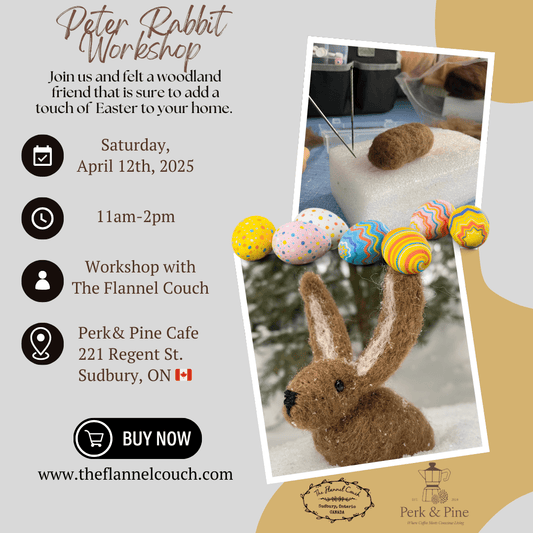 Workshop/ Perk & Pine Cafe April 12/25 11am - 2pm - The Flannel Couch